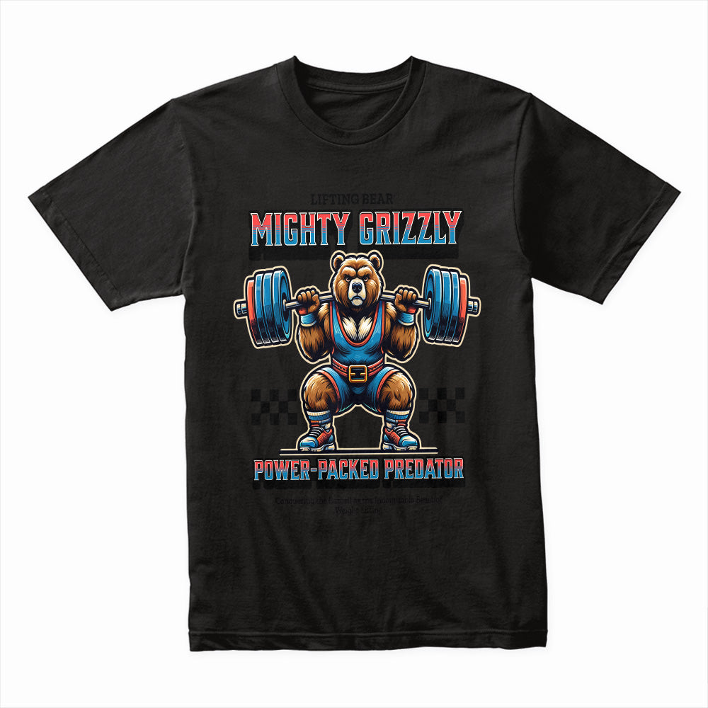 "Mighty Grizzly" Powerlifting Bear Gym T-Shirt – Strength & Determination
