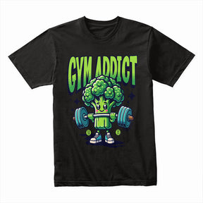 "Gym Addict" Cute Broccoli Workout T-Shirt – Fun & Motivational Fitness Tee