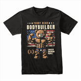 "Teddy Bear Bodybuilder" Patriotic Gym T-Shirt – Strength & Cuteness Combined