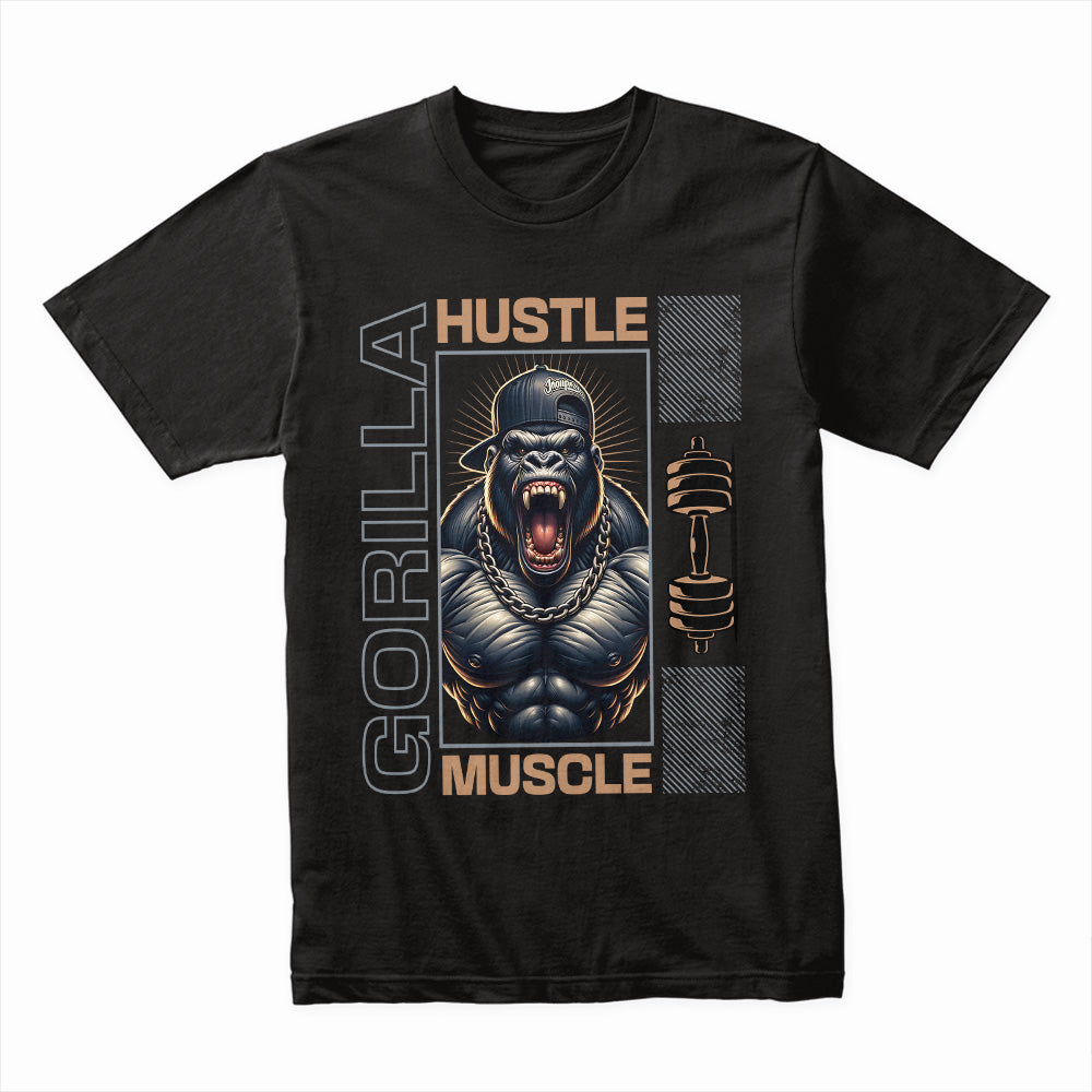 "Gorilla Hustle Muscle" Gym T-Shirt – Power, Strength & Grind