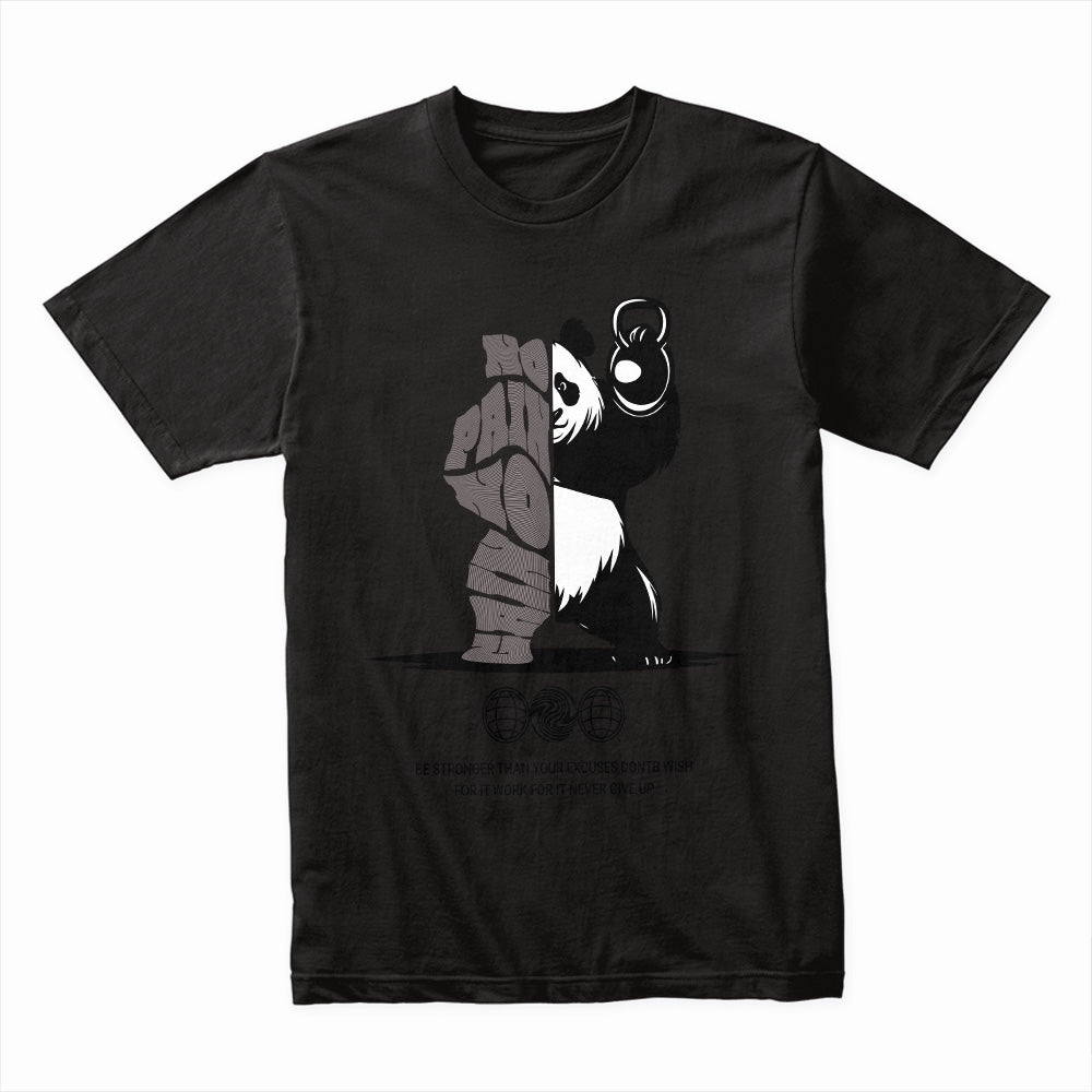 "No Pain, No Gain" Panda Gym T-Shirt – Strength Meets Zen
