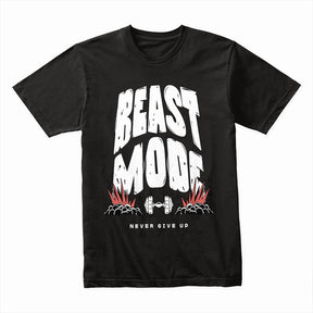 "Beast Mode - Never Give Up" Motivational Gym T-Shirt