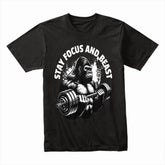 "Stay Focus and Beast" Gorilla Gym T-Shirt – Hardcore Fitness & Bodybuilding Tee