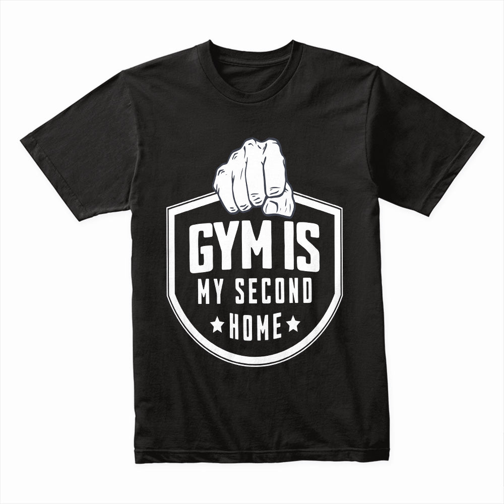 "Gym Is My Second Home" Hardcore Fitness T-Shirt – Dedication & Strength