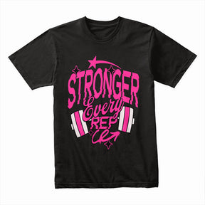 "Stronger Every Rep" Women's Motivational Gym T-Shirt – Lift, Grow, Conquer
