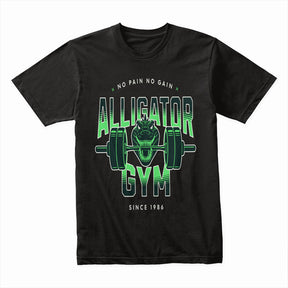 "Alligator Gym – No Pain No Gain" Hardcore Workout T-Shirt – Strength & Determination