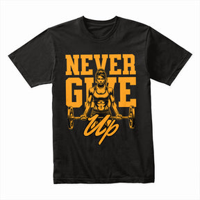 "Never Give Up" Women's Strength Training Gym T-Shirt – Empowerment & Motivation