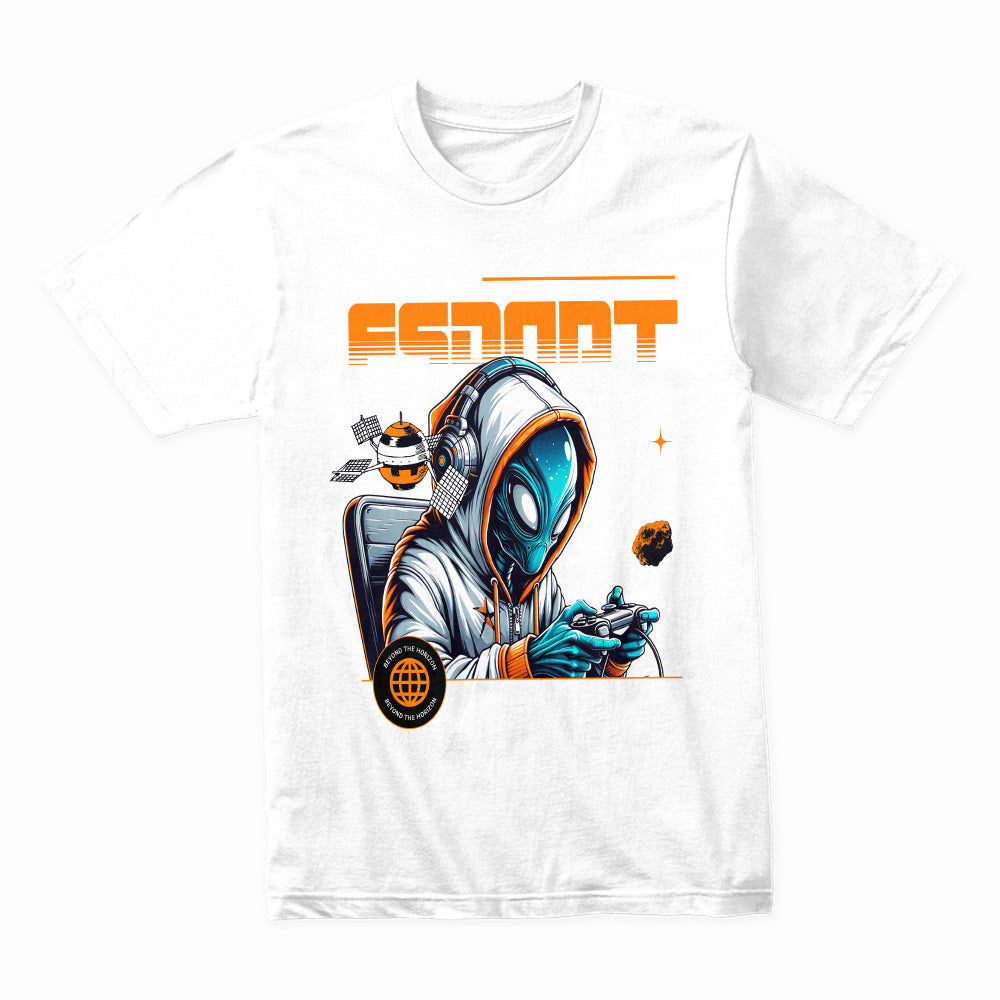 Cosmic Esport T-Shirt – Alien Gamer from Outer Space