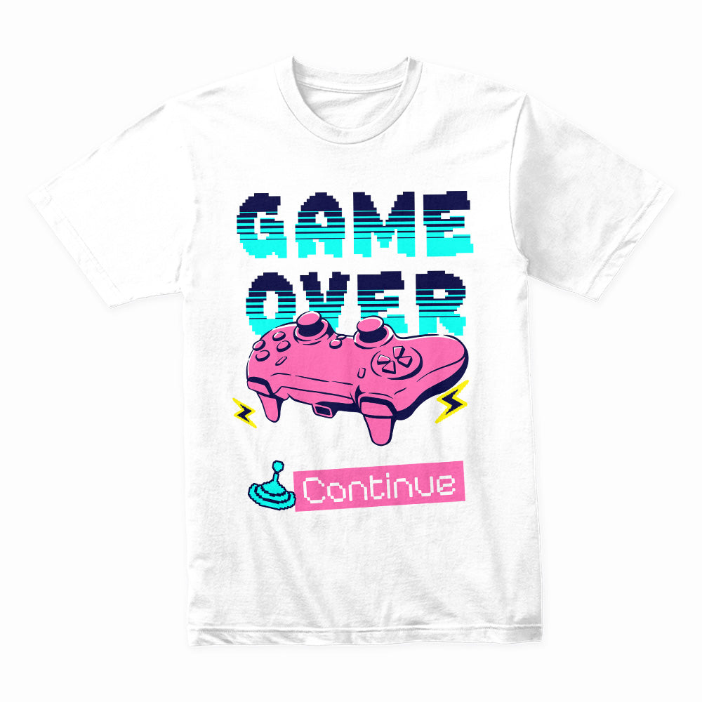 "Game Over – Press Start to Continue" Neon Retro Gaming T-Shirt