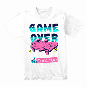 "Game Over – Press Start to Continue" Neon Retro Gaming T-Shirt