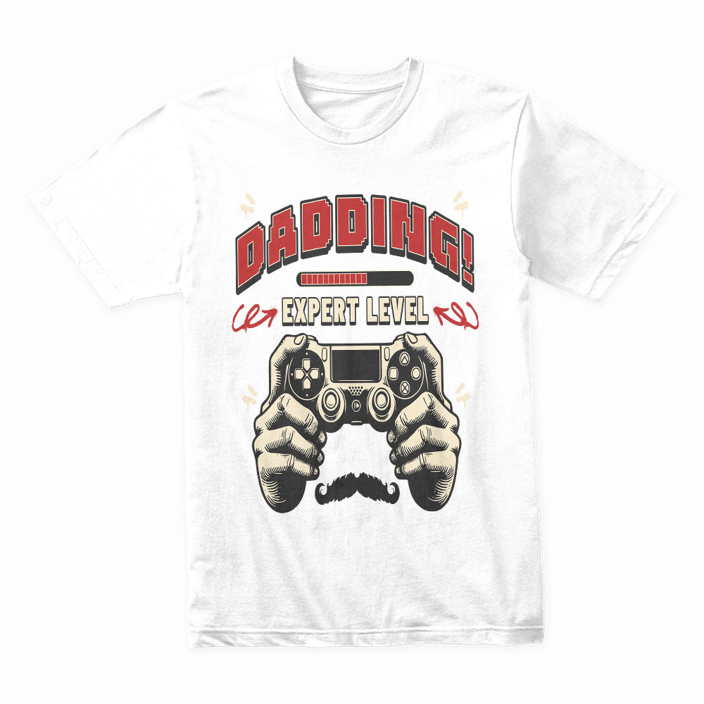 "Dadding Expert Level" Gamer Dad T-Shirt – Ultimate Gaming Fatherhood Tee