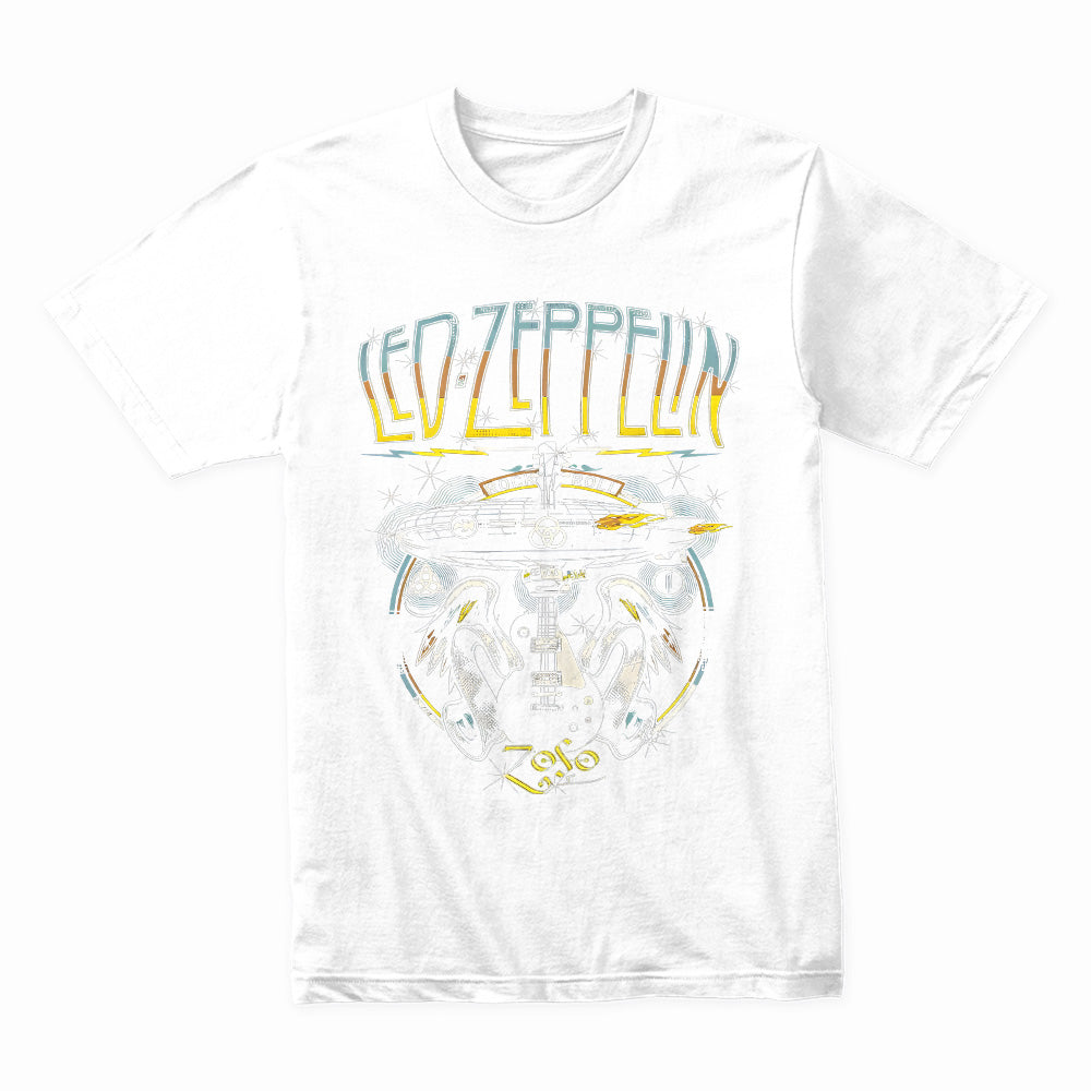 Led Zeppelin Rock & Roll Airship T-Shirt – Iconic Zeppelin & Guitar Design