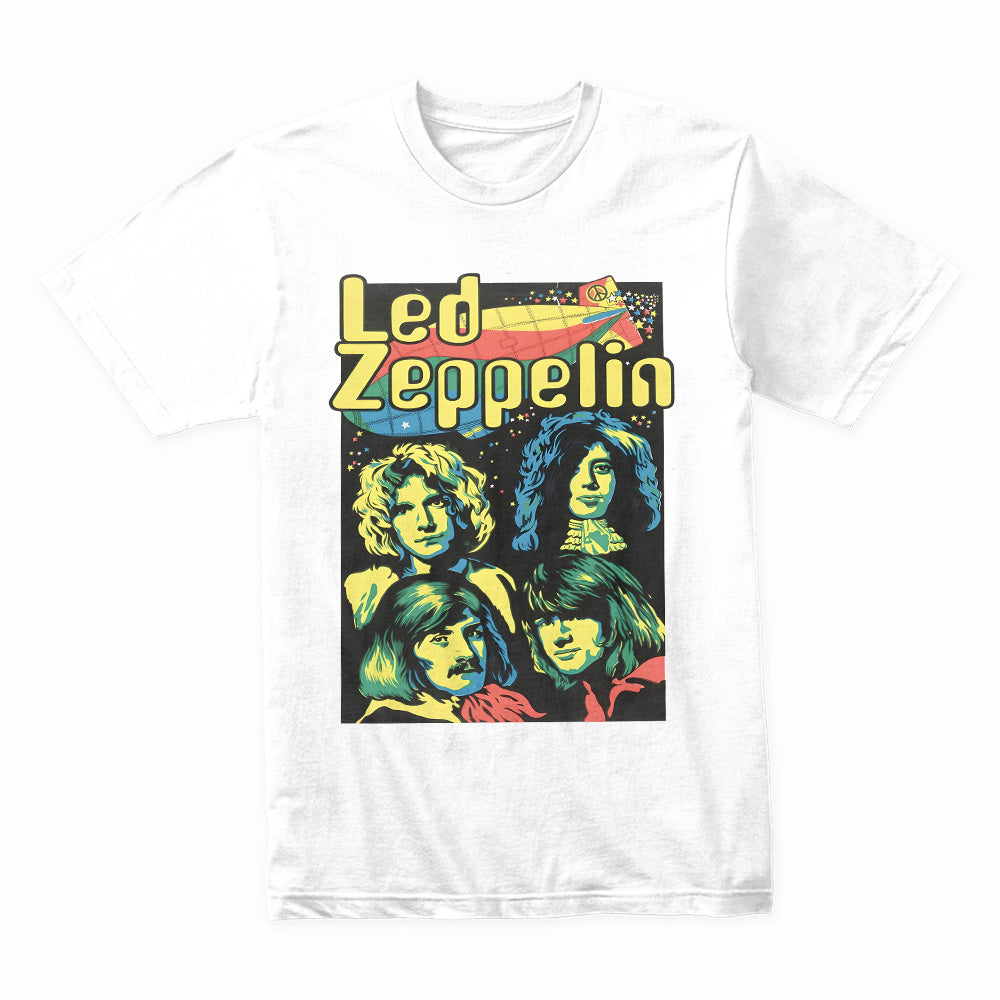 Vintage Led Zeppelin Band Portrait T-Shirt – Retro Rock Legends Design
