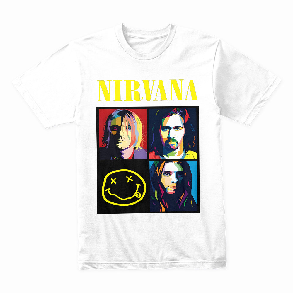 Nirvana Pop Art Tribute T-Shirt – Colorful Grunge Rock Design
