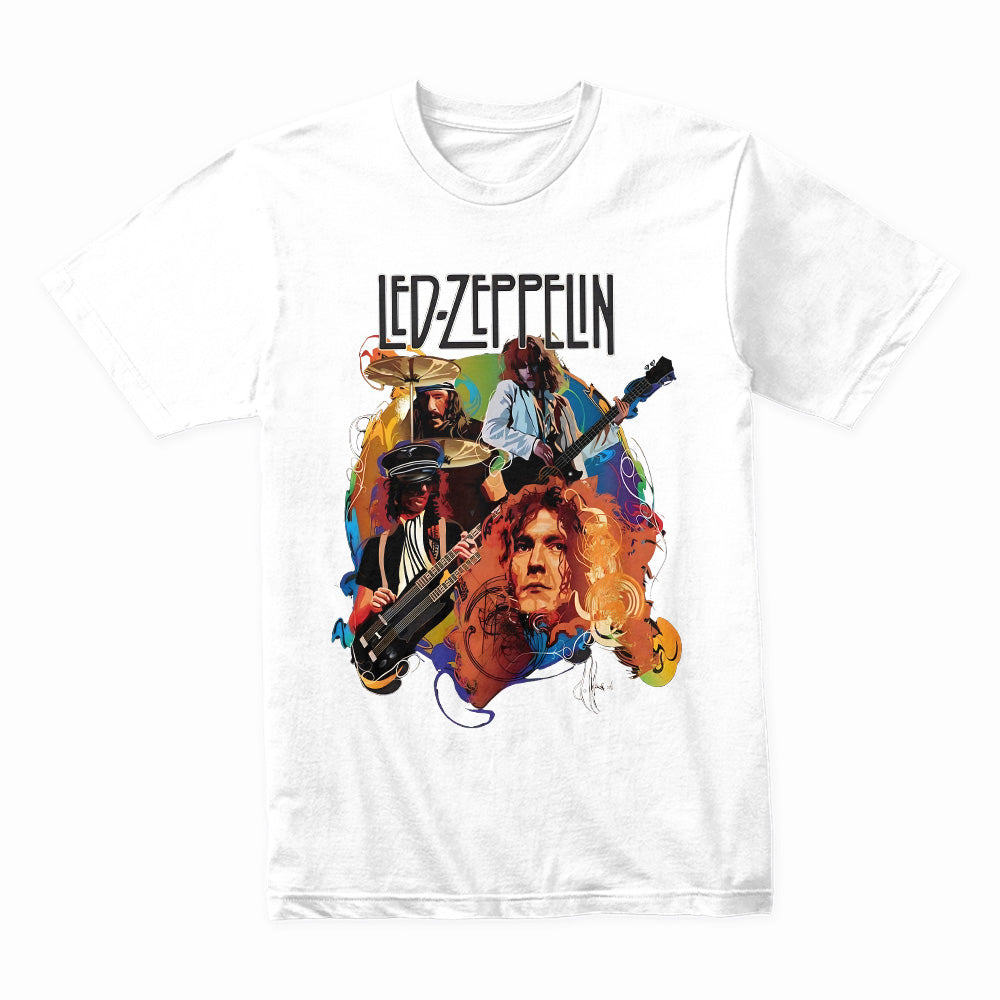 Led Zeppelin Classic Rock T-Shirt – Colorful Vintage Band Portrait Design