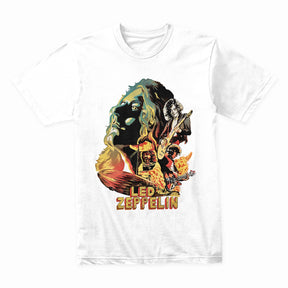Classic Led Zeppelin Rock Band Graphic T-Shirt – Vintage Fire Art Design
