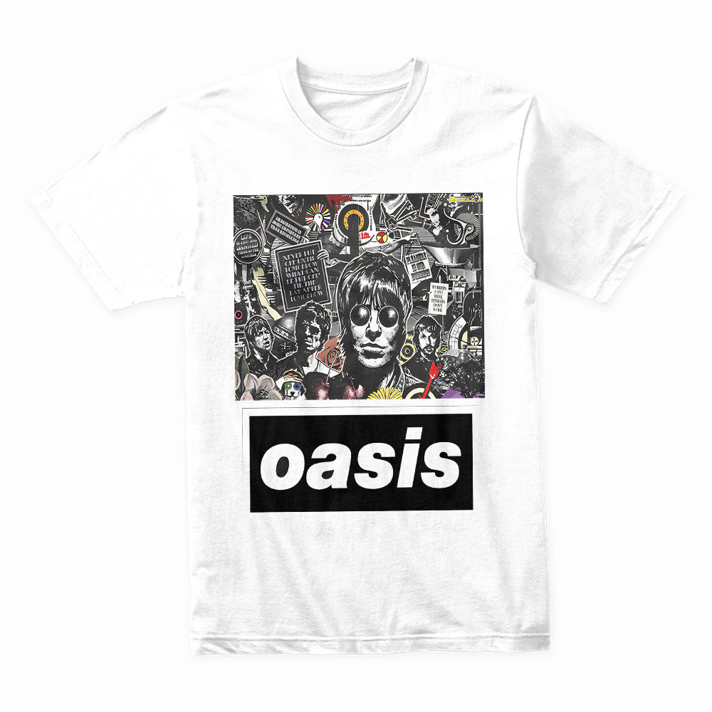 Oasis Psychedelic Collage T-Shirt – Britpop Legends Tribute