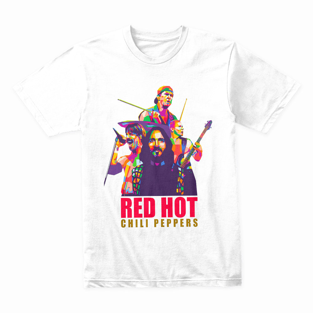 Red Hot Chili Peppers Pop Art Band T-Shirt – Vibrant Rock Concert Tee