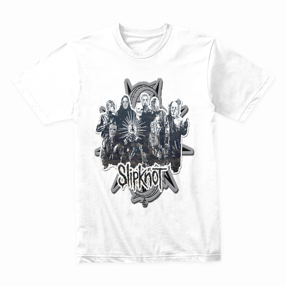 Slipknot Monochrome Band Group T-Shirt – Dark Metal Legacy