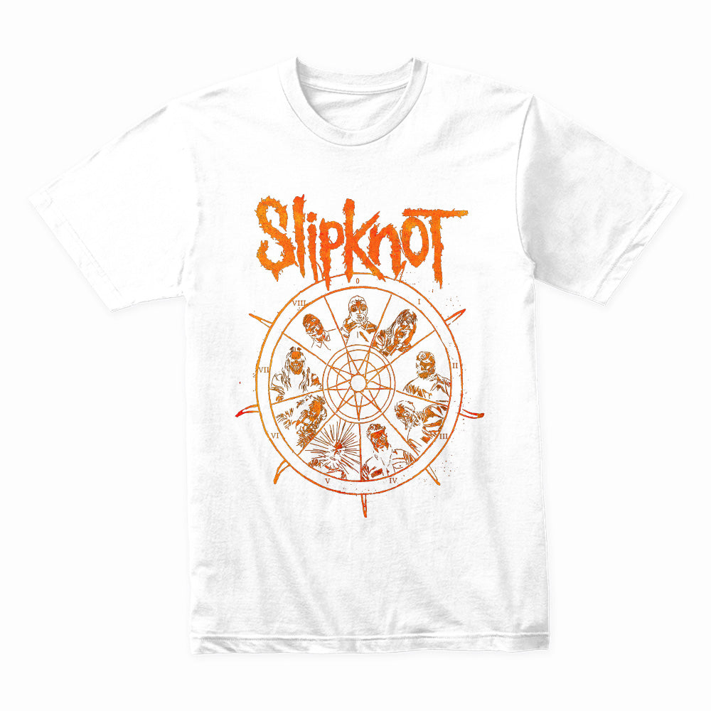 Slipknot Band Members Pentagram Wheel Graphic T-Shirt