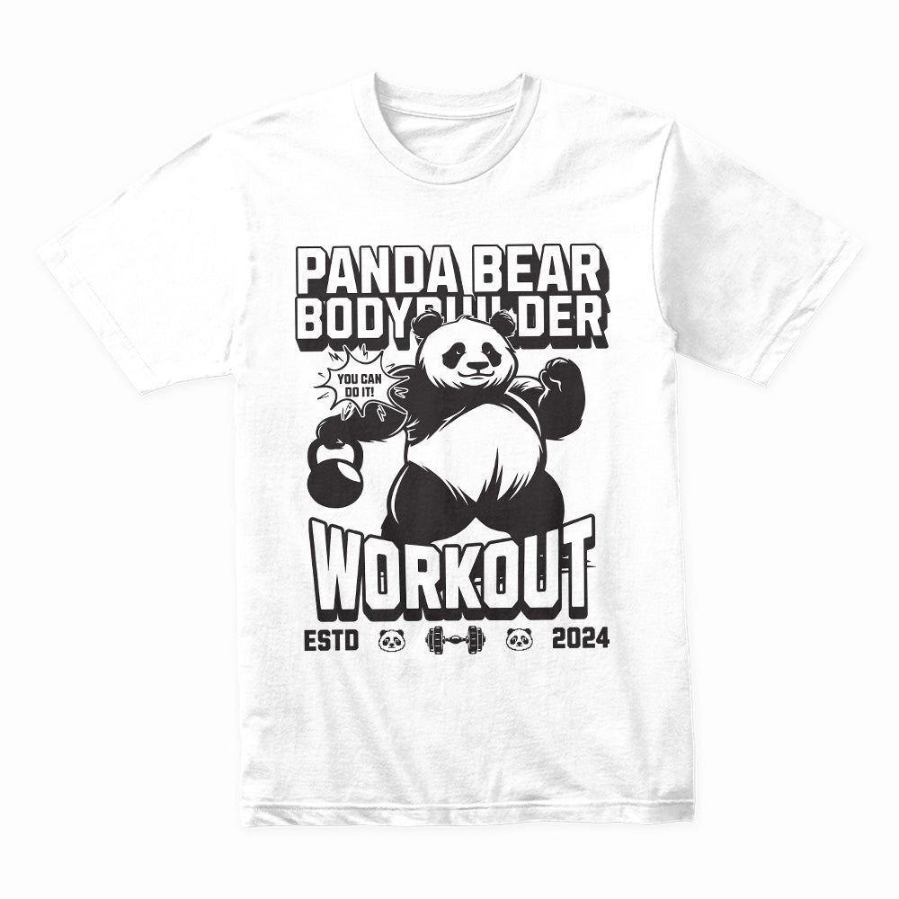"Panda Bear Bodybuilder Workout" Fun & Motivational Gym T-Shirt