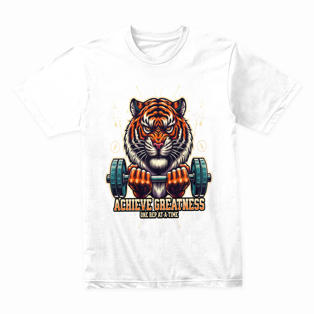 "Achieve Greatness" Tiger Gym T-Shirt – Fierce Motivation for Fitness Warriors