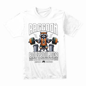 "Raccoon Bodybuilder" Gym T-Shirt – Bold & Fun Fitness Apparel for Weightlifters
