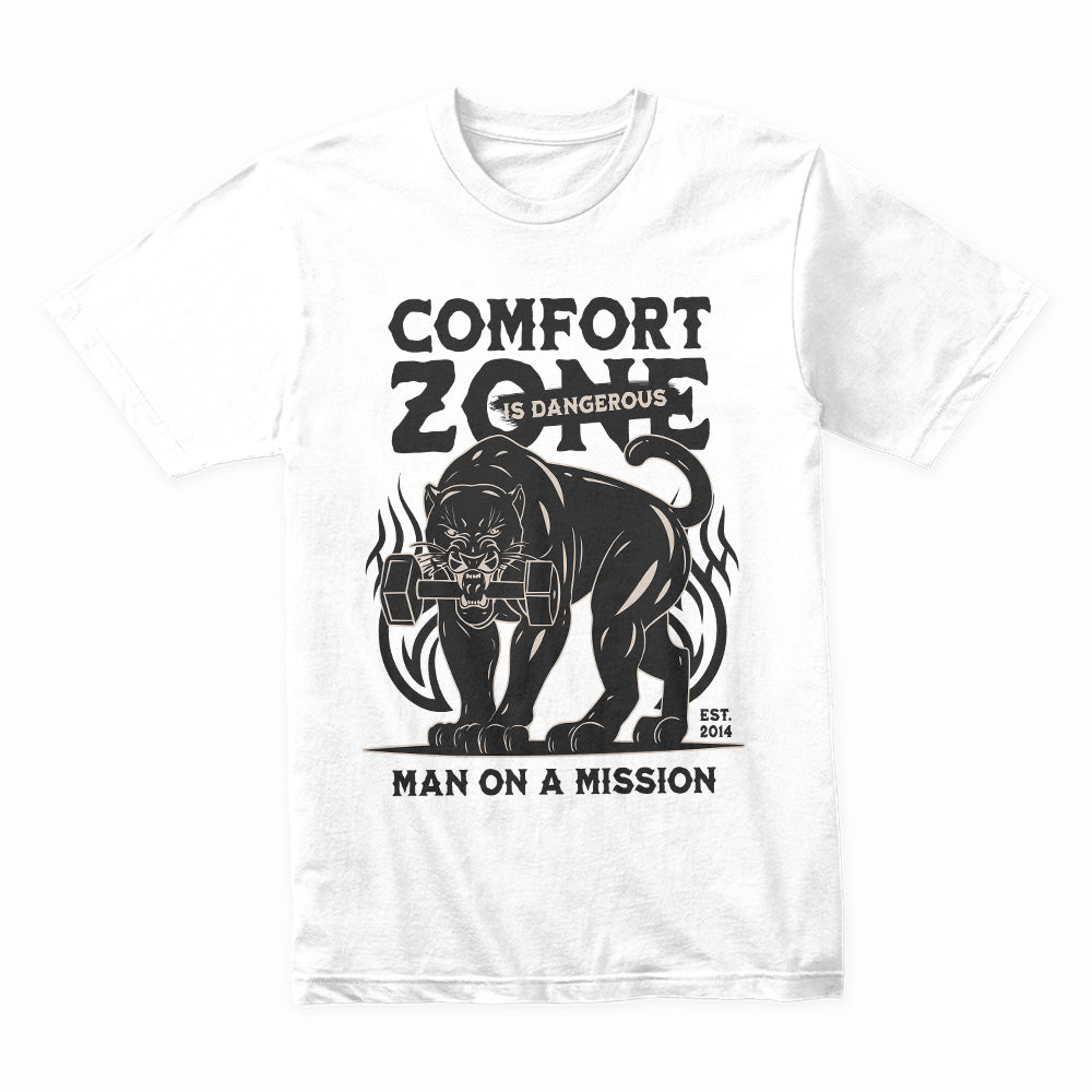 "Comfort Zone Is Dangerous" Panther Gym T-Shirt – Man on a Mission