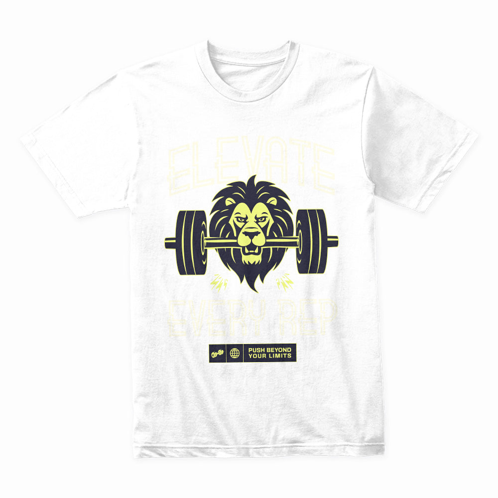 "Elevate Every Rep" Lion Gym T-Shirt – Push Beyond Your Limits