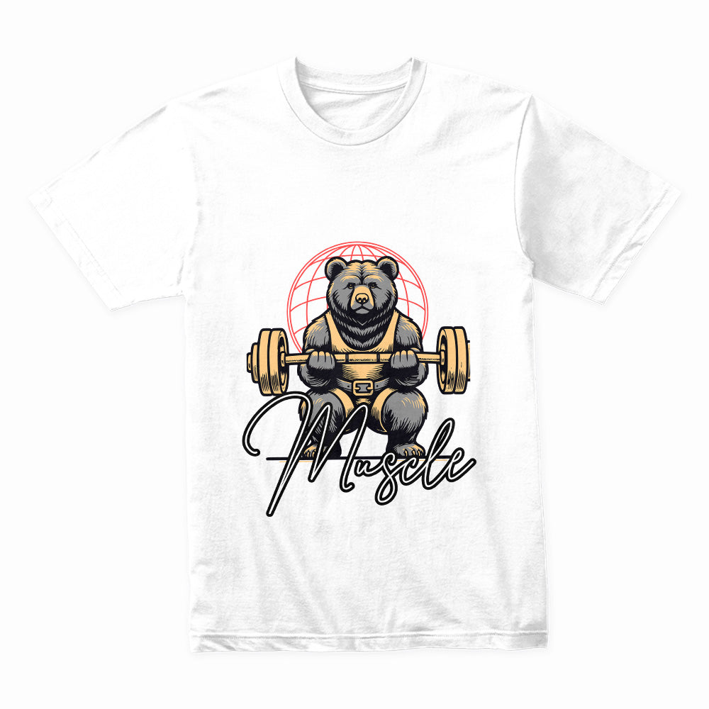 "Installing Muscle" Funny Powerlifting Bear Gym T-Shirt