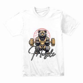 "Installing Muscle" Funny Powerlifting Bear Gym T-Shirt