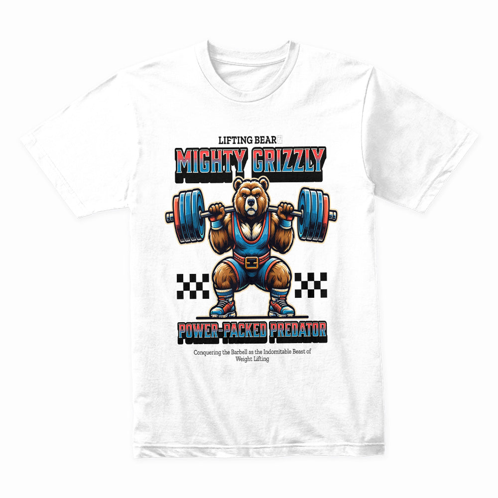 "Mighty Grizzly" Powerlifting Bear Gym T-Shirt – Strength & Determination