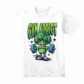 "Gym Addict" Cute Broccoli Workout T-Shirt – Fun & Motivational Fitness Tee