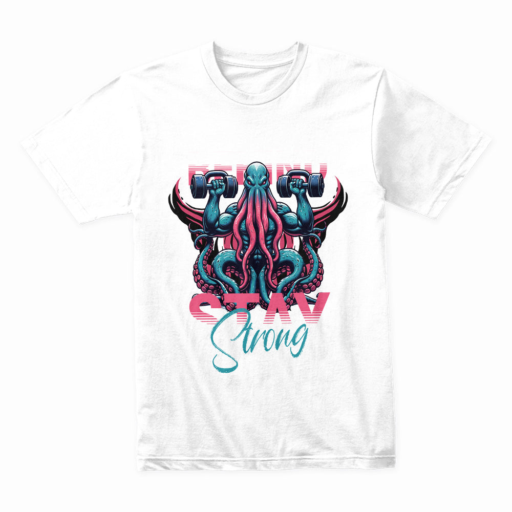 "Leave the Past Behind, Stay Strong" Motivational Octopus Workout T-Shirt
