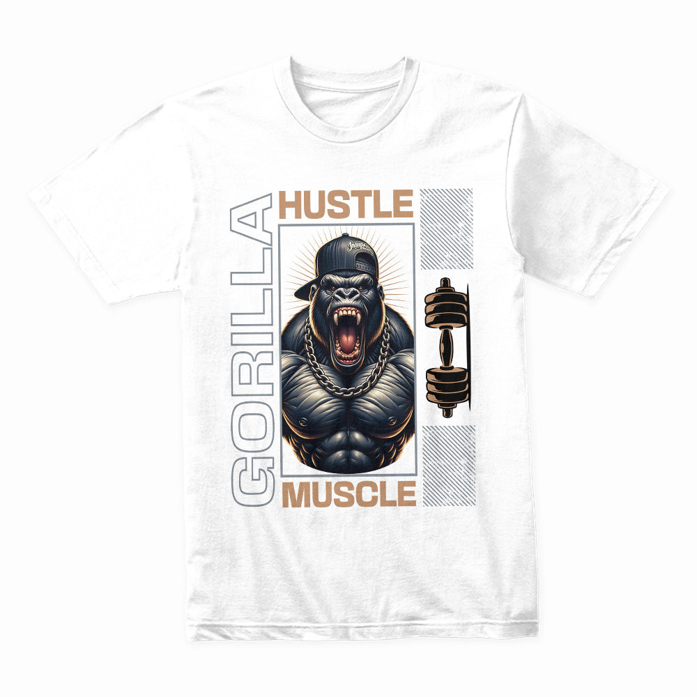 "Gorilla Hustle Muscle" Gym T-Shirt – Power, Strength & Grind
