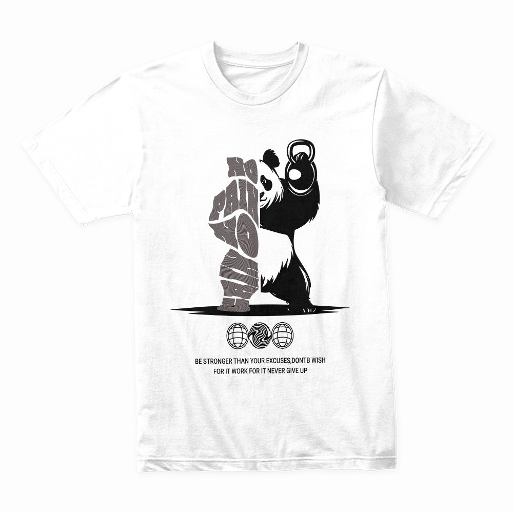 "No Pain, No Gain" Panda Gym T-Shirt – Strength Meets Zen