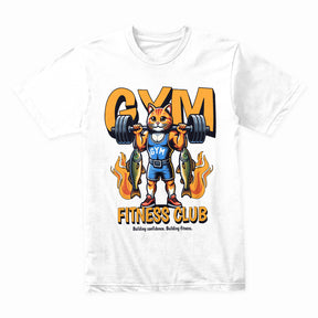 "Gym Fitness Club" Power Cat Weightlifting T-Shirt – Bold & Motivational