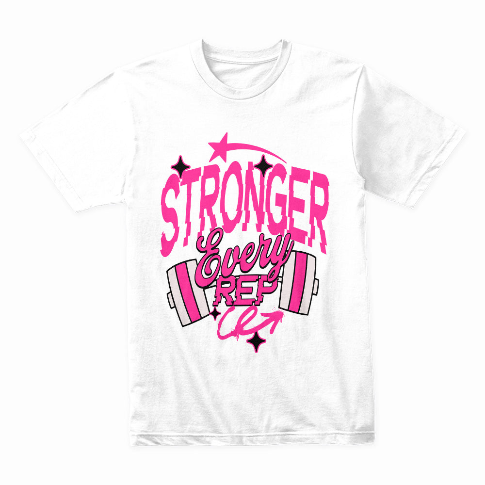 "Stronger Every Rep" Women's Motivational Gym T-Shirt – Lift, Grow, Conquer