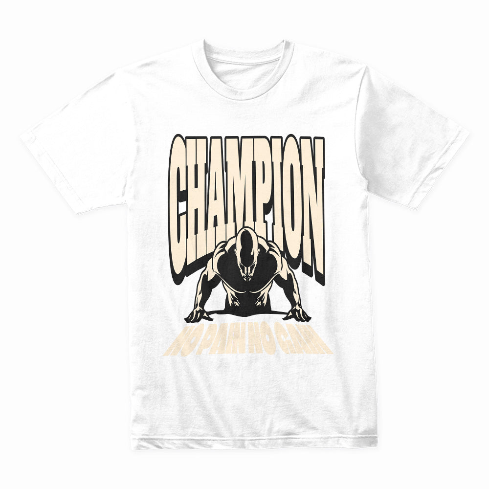 "Champion – No Pain No Gain" Motivational Gym T-Shirt – Train Like a Winner