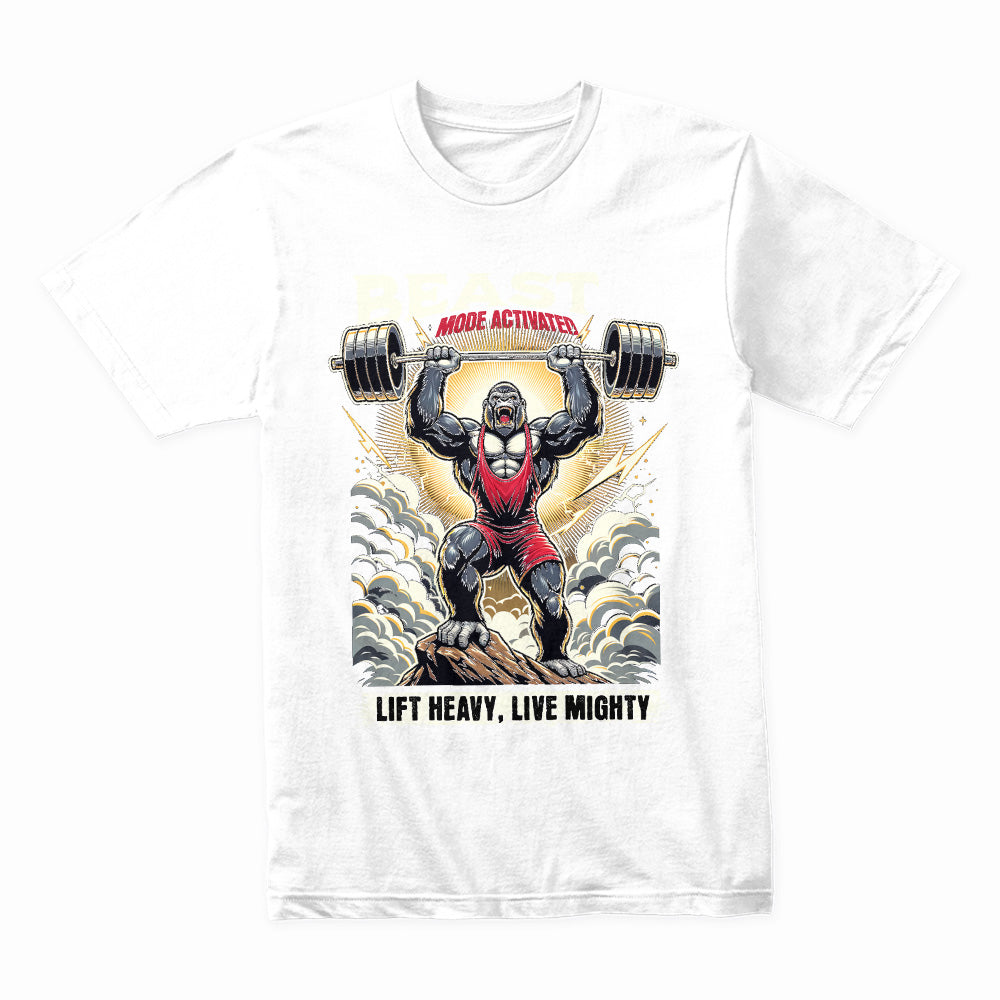 "Beast Mode Activated" Gorilla Powerlifting Gym T-Shirt – Lift Heavy, Live Mighty