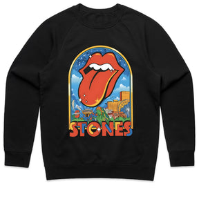 The Rolling Stones Retro Cityscape T-Shirt – Iconic Tongue Logo & Vintage Tour Art