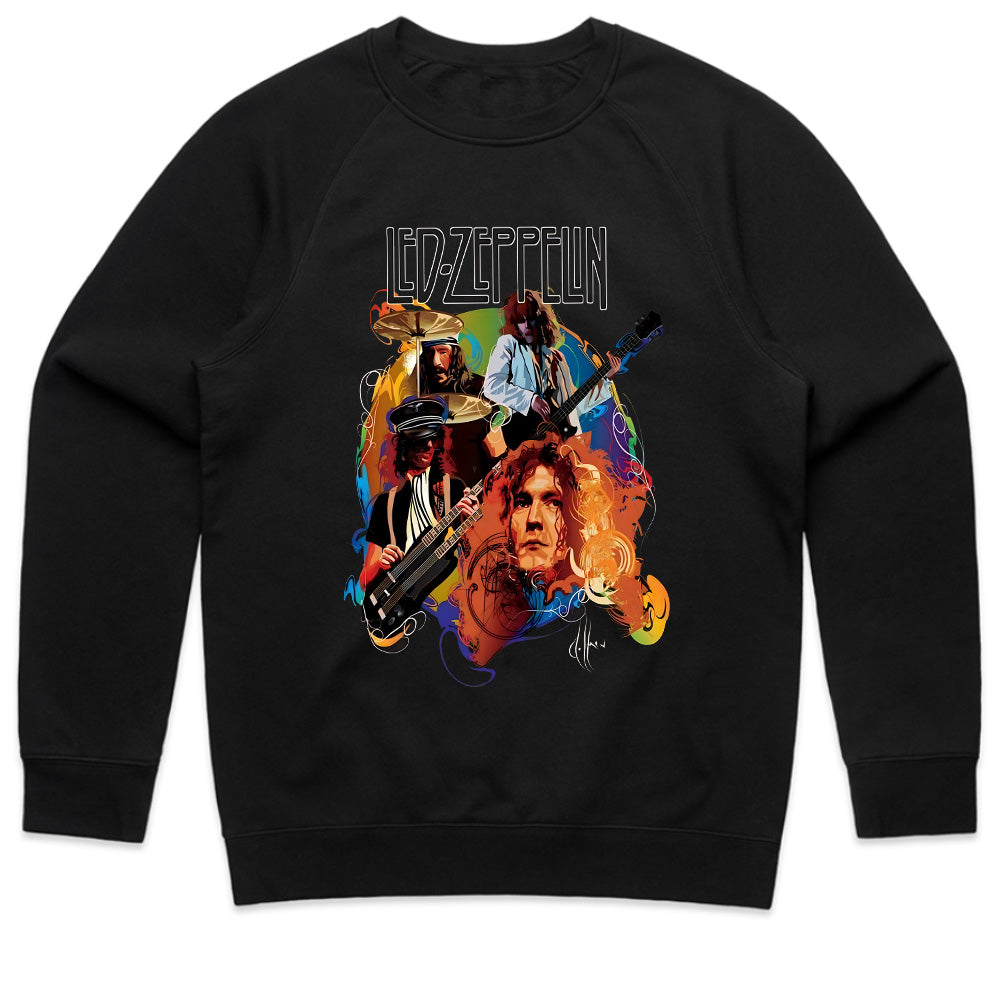 Led Zeppelin Classic Rock T-Shirt – Colorful Vintage Band Portrait Design