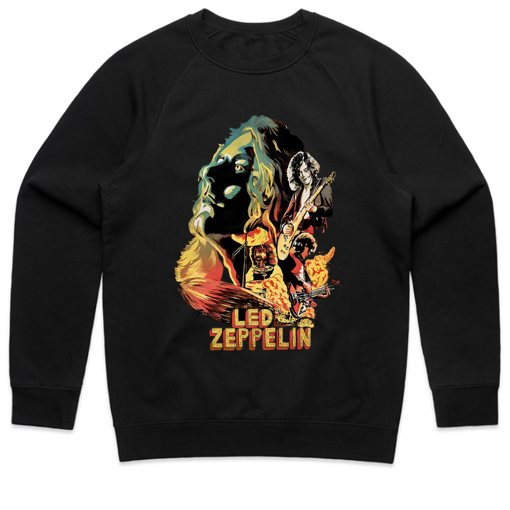 Classic Led Zeppelin Rock Band Graphic T-Shirt – Vintage Fire Art Design