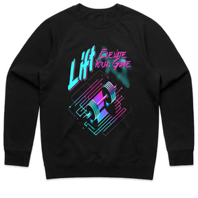 "Lift & Elevate Your Game" Neon Cyber Gym T-Shirt – Futuristic Fitness Vibes