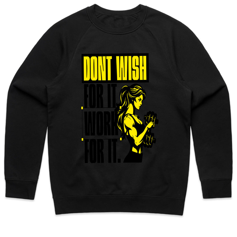 Don't Wish for It, Work for It – Women's Motivational Gym T-Shirt | Fitness & Strength Tee