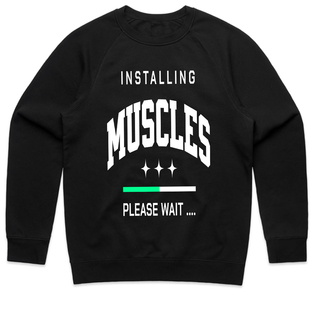 "Installing Muscles... Please Wait" Funny Gym T-Shirt – Work in Progress