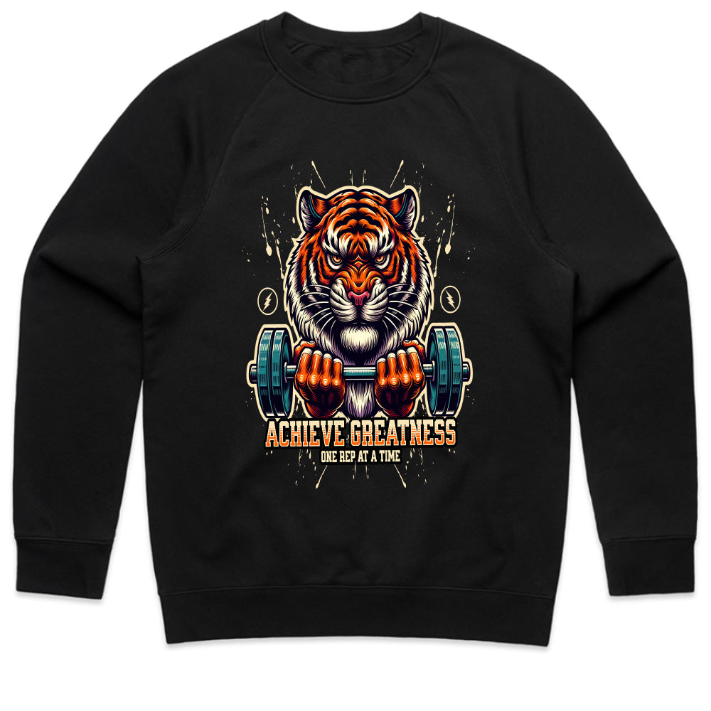 "Achieve Greatness" Tiger Gym T-Shirt – Fierce Motivation for Fitness Warriors