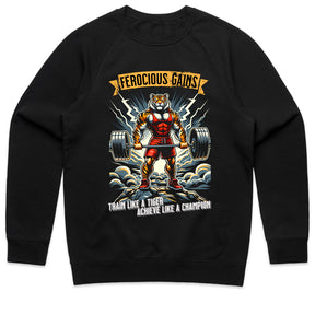 "Ferocious Gains" Tiger Powerlifting Gym T-Shirt – Train Like a Champion