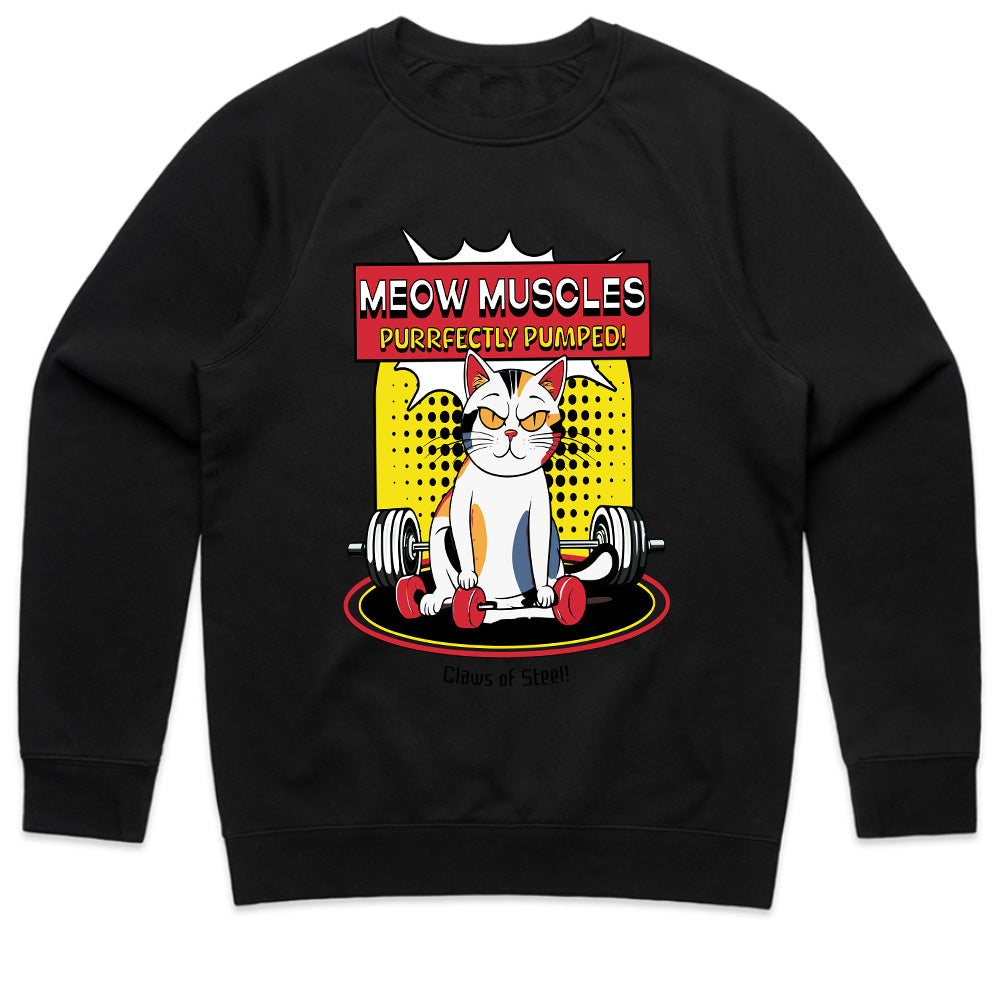 "Meow Muscles" Funny Gym Cat T-Shirt – Purrfectly Pumped!