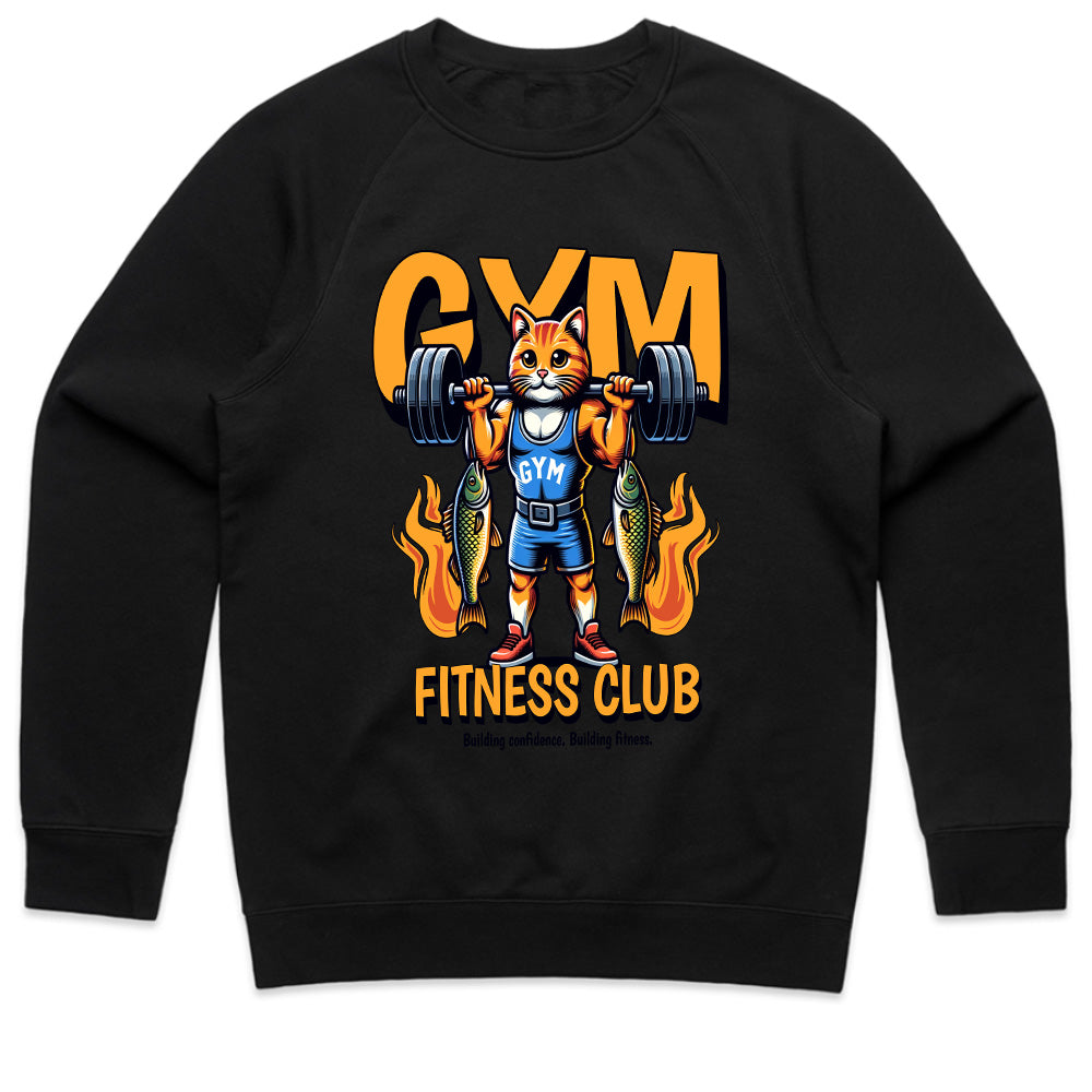 "Gym Fitness Club" Power Cat Weightlifting T-Shirt – Bold & Motivational